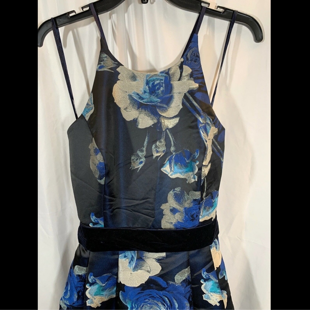 NWT $208 Eliza J Floral Jacquard Fit‎ & Flare Dress in Blues [SZ 10 ] - Picture 4 of 8